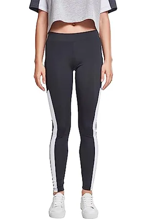 Urban classics Ladies Tech Mesh Striped Pocket Leggings, (Blk/Wht 00050), W31 (Taglia Produttore: XX-Large) Donna