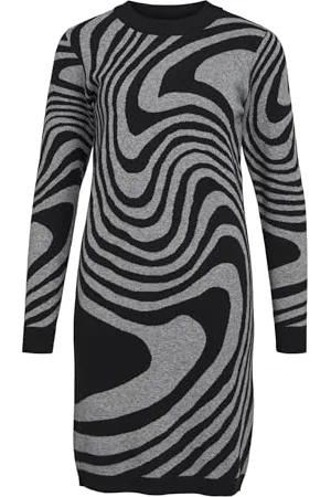 Object Objray L/S Knit Dress AOP Noos Abito Lavorato a Magli, , L Donna