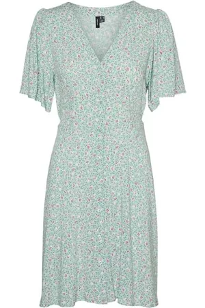 VERO MODA Vmalba SS Short Dress Wvn Ga Noos Keid, , L Donna