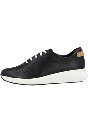 Clarks Un Rio Tie, Scarpe da Ginnastica, Donna, Nero (Black Leather), 38 EU