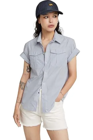 G-Star Donna Military Button Down Shirt, (grapeade mini stripe D24592-C667-G460), S