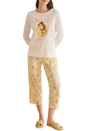 Women secret Pijama 100% Algodón Disney Bella Pyjama, , L (Pacco da 3) Donna