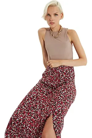 Trendyol Multicolored Floral Patterned Tip Detailed Skirt Gonna, , 40 da Donna