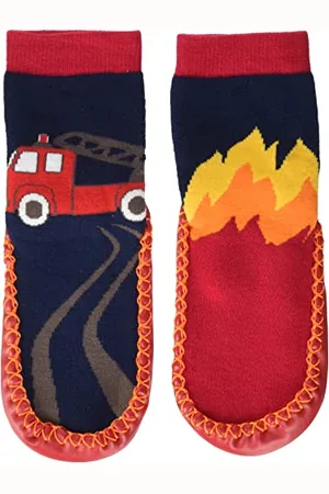 Playshoes Pantofole da Cottage Unisex - Bambini e ragazzi, Multicolore (Vigili Del Fuoco), 20/21 EU