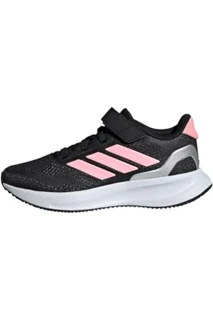 adidas RUNFALCON 5 Shoes Kids, Scarpe da Corsa, Core Black/Pink/Silver Metallic, 29 EU