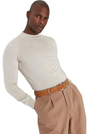 Trendyol Maglione Slim a Tinta Unita con Collo Alto Maglia di Tuta, , S Uomo
