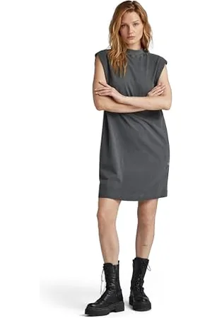 G-Star Donna Riveted Loose Sleeveless Dress, (grey asphalt gd D24488-C756-G415), M