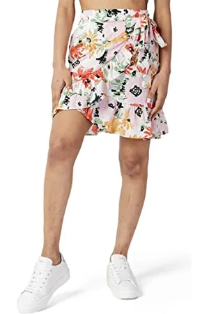 ONLY Onlolivia Wrap Skirt Wvn Noos Gonna, Cloud Dancer/Kamil Flower, XS Donna