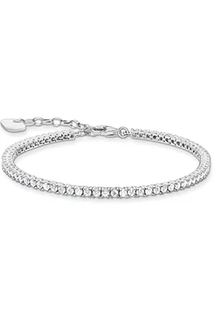 Thomas Sabo Bracciale tennis da donna in argento sterling 925 con zirconi bianchi, lunghezza: 16-19 cm, A2021-051-14-L19V, 16-19 cm, Argento sterling Gemma, Zirconia cubica