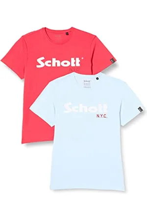 Schott NYC Ts01Mclogo, T-shirt Uomo, (Cielo/Corail), XL