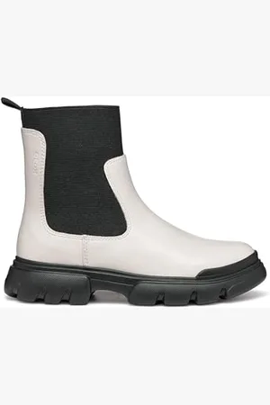Geox J Junette Girl C, Stivale Chelsea, LT Ivory/Black, 38 EU
