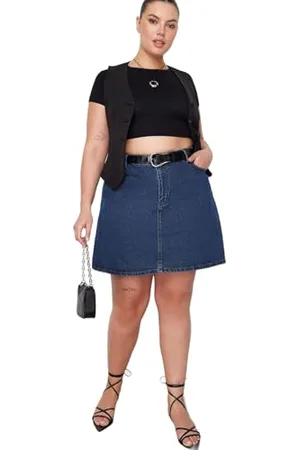 Trendyol Donna Mini A-Line Skater Tessuto Plus Size Gonna, , XXX-Large