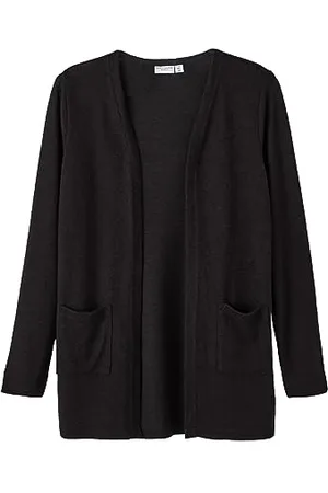 NAME IT NKFVICTI LS Knit Card L Noos Maglione Cardigan, Black, 98 Bambina