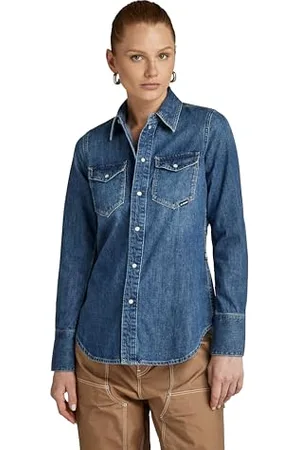 G-Star Donna Slim Western Shirt, (faded noosa blue D24343-D252-G310), XXS