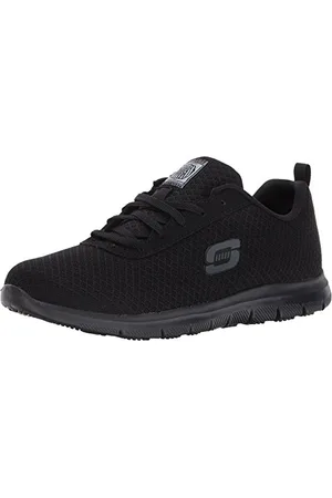 Skechers Ghenter Bronaugh, Scarpe Food Service Donna, Rete Nera Impermeabile e antimacchia, 38 EU