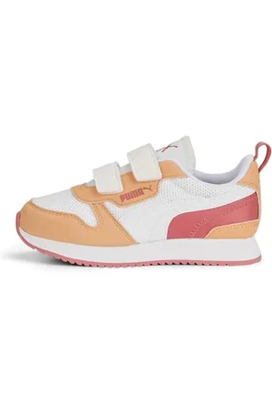 PUMA R78 V PS, Scarpe da Ginnastica Unisex-Adulto, White White-Orange Peach, 35 EU