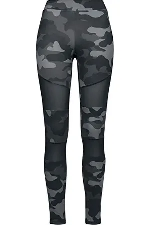 Urban classics Leggings Donna Motivo Mimetico con Retina Trasparente, Camo Tech Mesh, Materiale Opaco - Pantaloni Sportivi, Taglia: M Colore darkcamo/nero