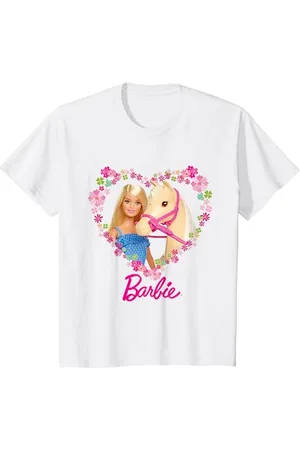 Barbie Bambino T-Shirt Ragazza Cavallo Tante Taglie + Colori Maglietta