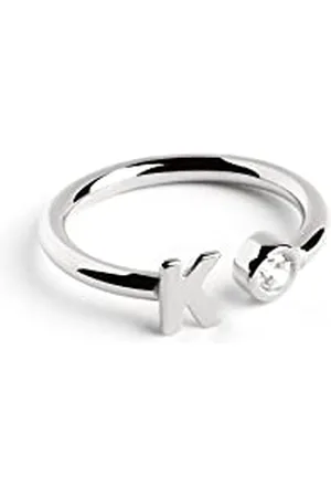 SINGULARU Anello Personalizzato Letter Spark. Regolabile. Argento Sterling 925 con Finitura Placcata Rodio. Taglia Unica. Gioielli da Donna. Lettera K