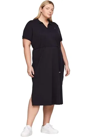Tommy Hilfiger Donna Abito a Polo Midi Dress Maniche Corte, (Desert Sky), M