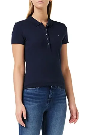 Tommy Hilfiger Maglietta Polo Maniche Corte Donna Heritage Slim Fit, (Midnight), M
