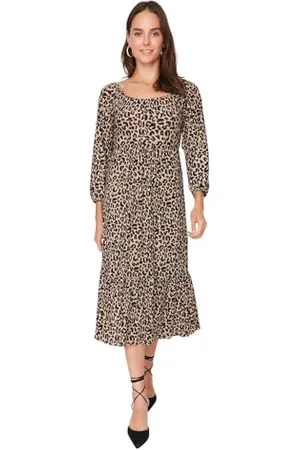 Trendyol Woman Midi Standard Scoop Neck Knit Dress Vestito, , XS Donna