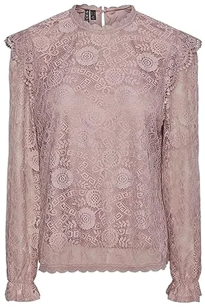 Pieces® Pcolline LS Lace Top Noos BC Camicia da Donna, Rosa in Legno, XS