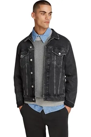 Calvin Klein Uomo Giacca in Jeans Slim Jacket Trucker, Nero ( Black), M
