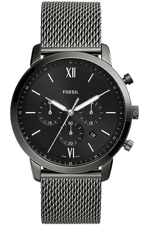 Fossil Orologio Neutra Chrono da uomo, movimento cronografo, cassa in acciaio inossidabile fumé da 44 mm con bracciale a maglie in acciaio inossidabile, FS5699