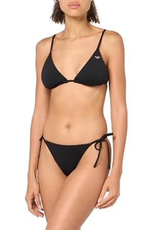 Emporio Armani Triangle And String Brazilian Studs Bikini Set , Set di Bikini Donna, (Black), XL