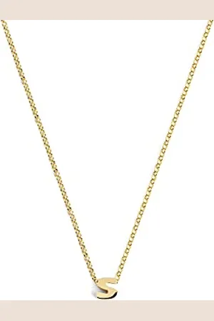 SINGULARU Collana Personalizzata Single Letter. Pendente in Argento Sterling 925 con Finitura Placcata 18Kt. Catena Taglia Unica. Gioielli da Donna. Lettera S