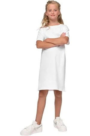 Urban classics Vestito Bambina a Maniche Corte in BIO Cotone, Vestito Ragazza Estivo, Abito Casual Disponibile in Diversi Colori e Taglie 110/116 - 158/164