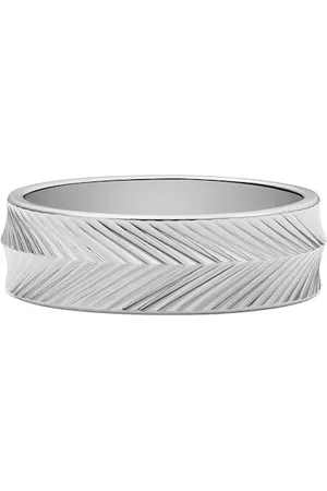 Fossil Anello a fascia Harlow Linear Texture da donna in acciaio, JF046670407