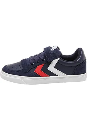 Hummel Slimmer Stadil Leather Low Jr, Scarpe Da Ginnastica Basse, Unisex - Bambini E Ragazzi, Blu ( 7666), 33 Eu