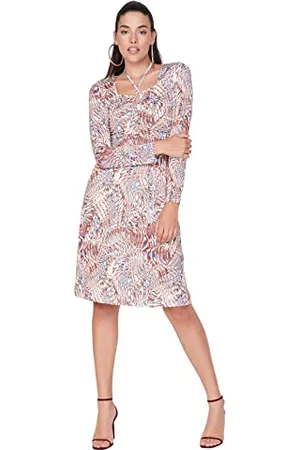 Trendyol Abito Donna Midi A-Line con Colletto Quadrato Vestito, , M