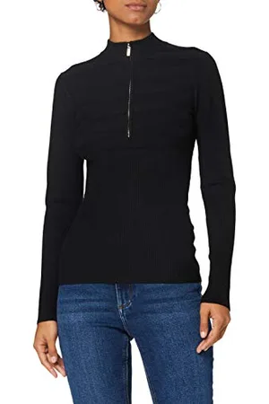 Morgan Pull Manche Longue col Roulé Zippé Menzip Maglione, , TXS Donna