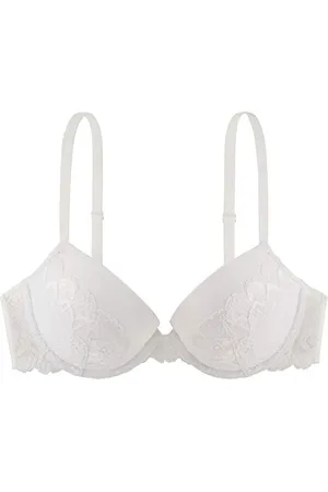 Dorina Claire Reggiseno Demi Donna, Leggermente Imbottito, con Ferretto e Pizzo a Banda Floreale, Tessuto Micro Morbido e Spalline Regolabili, Avorio