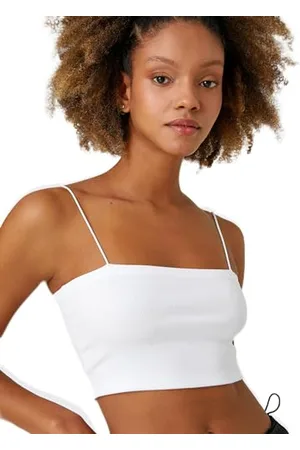 Koton Basic Strappy Ribbed Crop Tank Top Camicia, (001), S Donna