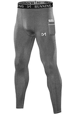 MEETWEE Leggins Uomo, Pantaloni Running Calzamaglia con 2 Tasche Laterali Compressione Tights Sportivo Calzamaglie for Corsa Jogging Fitness