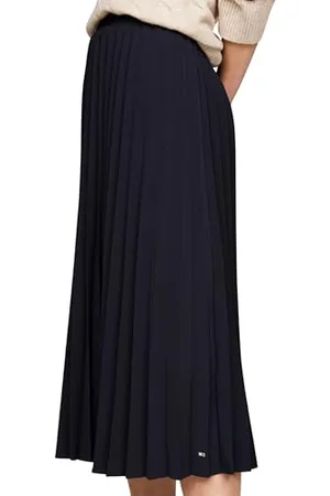 Tommy Hilfiger Gonna Donna Fluid Pleated Skirt Lunghezza Midi, Blu (Desert Sky), 40