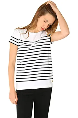 Armor.lux Armor Lux Marinière TEL Héritage Femme T-Shirt, (Bi9 Blanc/Rich Navy Bi9), 50 (Taglia Produttore: 5) Donna