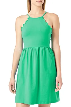 ONLY Onlamber Strap Scallop Short Dress Ay NN Vestito in Jersey, Verde-Simply Green, S Donna