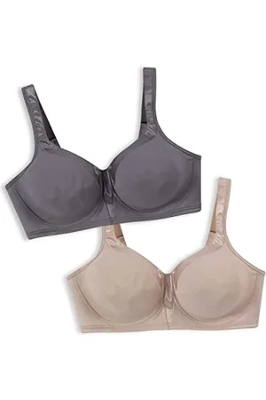 Playtex Reggiseno Senza Fili Liscio Morbido e setoso 18 Ore Us4803, Opaque, Confezione da 2-Jet privato/Nudo, 6D (Pacco da 2) Donna