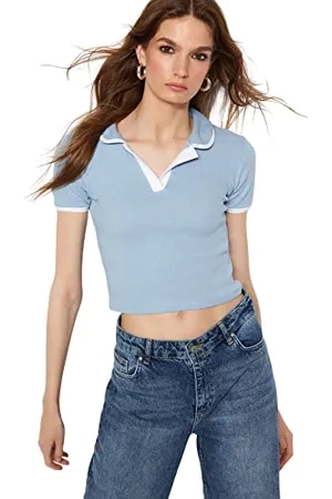 Trendyol Camicetta in Tessuto con Collo Polo Standard Aderente Donna Camicia, , XS