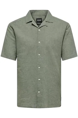 Only & Sons Onscaiden SS Solid Resort Linen Noos Camicia a Maniche Corte, , XS Uomo