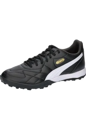 PUMA King Top TT, Soccer Shoe Unisex-Adulto, Black White Gold, 46.5 EU