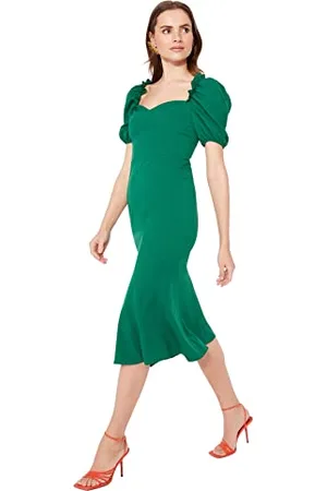 Trendyol Women Party Midi Basic Fitted Woven Dress, Abito in Tessuto Aderente di Base Midi da Donna Donna,