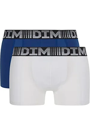 Dim Boxer 3D Flex Air Traspirabilità e Libertà di Movimento Uomo x4, Blu Acciaio/Bianco, L
