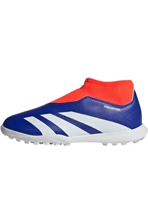 adidas Predator League Laceless J Football Boots Turf, Scarpe da Calcio Unisex-Adulto, Lucid Blue/Cloud White/Solar Red, 38 EU