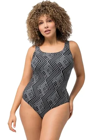 Ulla Popken Badeanzug Alice, Softline, Dg, Ethno Costume Intero, , 60 Donna